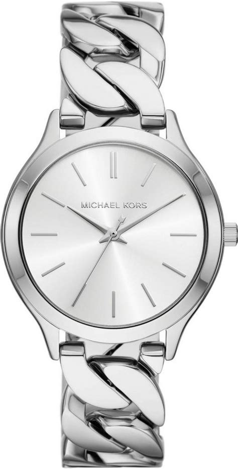 michael kors quarzuhr mini slim runway silber|michael kors silver runway watch.